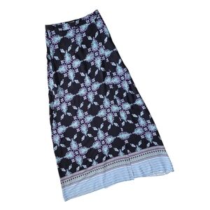 Loveriche @ Forever 21 Womens Border Print Faux Wrap Maxi Skirt Size Medium.